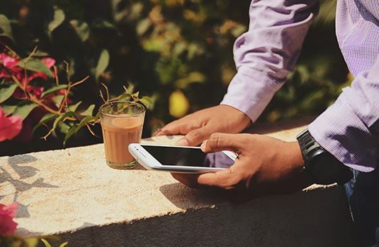 Hands holding phone